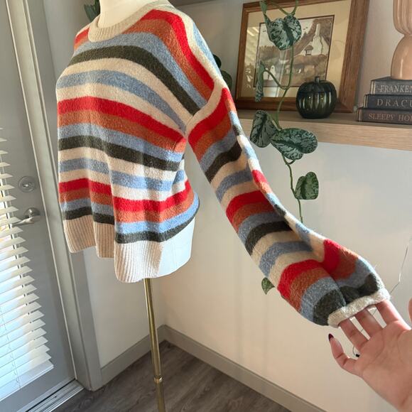 Madewell Striped Sweater Womens M Wool Alpaca Blend Pullover Coziest Yarn - Picture 3 of 9